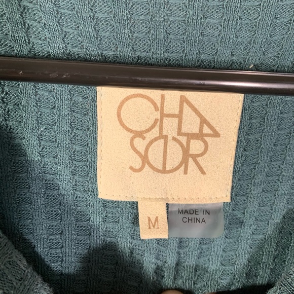 CHASER Crewneck Button Sleeve Waffle Knit Thermal - Picture 3 of 7